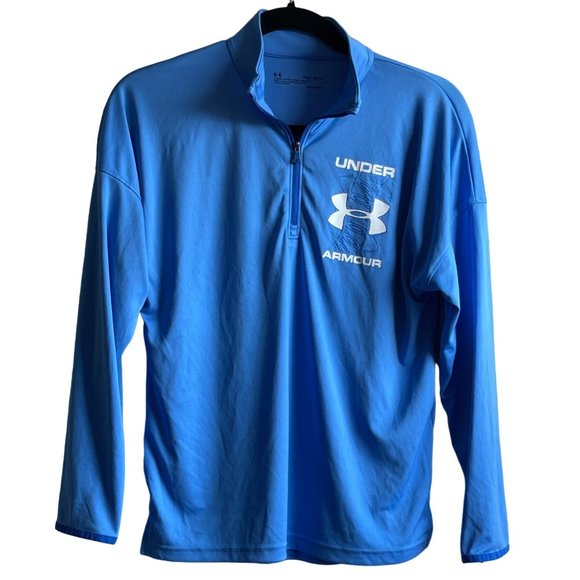 Under Armour Heat Gear Loose Large Logo 1/4 Zipper Long Sleeve Youth Large Shirt - Picture 1 of 7